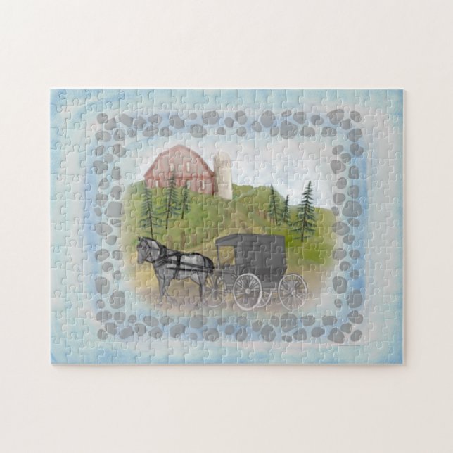 Puzzle Amish Buggy Visitando (Horizontal)