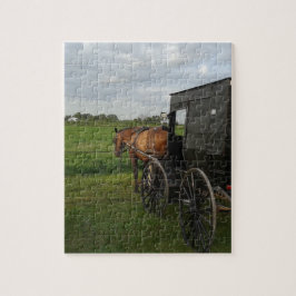 Puzzle Amish Horse and Buggy at Sunset
