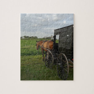 Puzzle Amish Horse and Buggy at Sunset