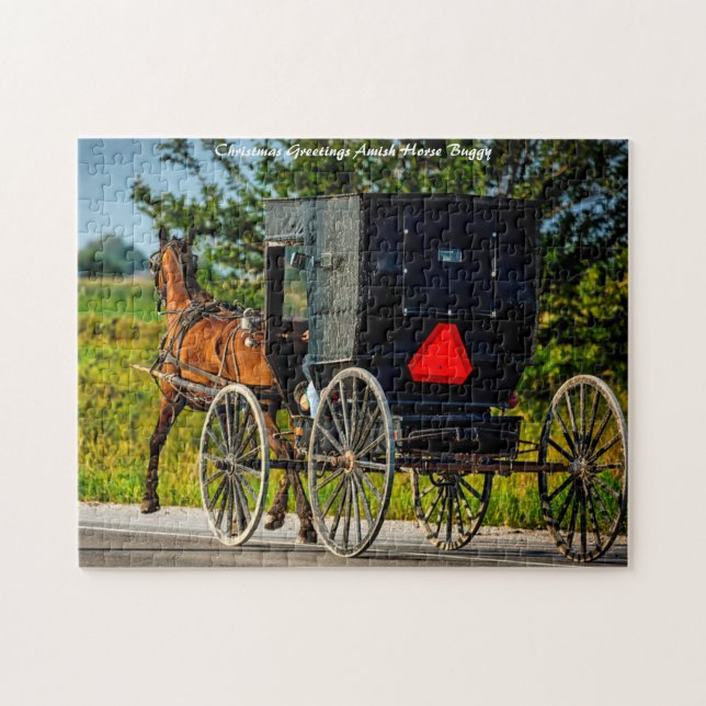 Puzzle Amish Horse Buggy Indiana. Navidades Horse Buggy (Horizontal)