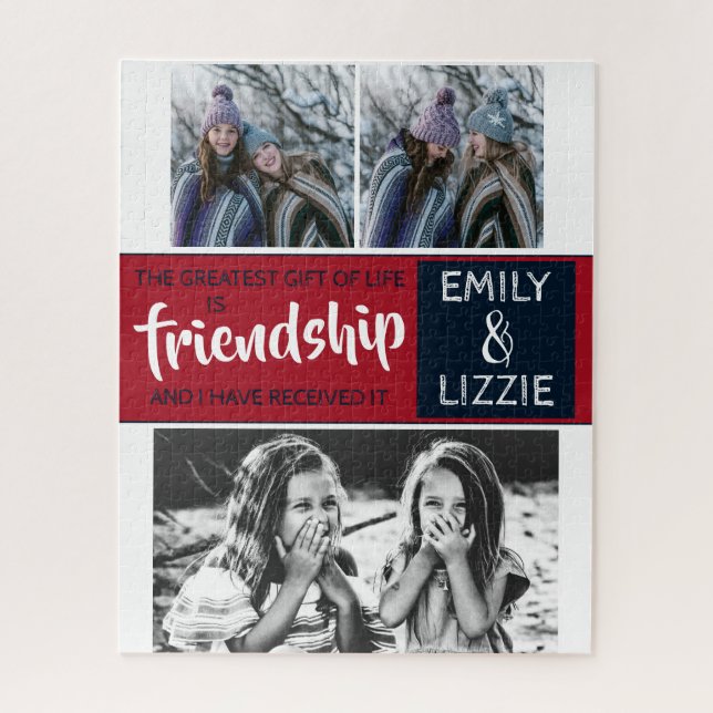 Puzzle Amistad inspiradora con nombres y fotos (Vertical)