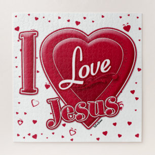 Puzzle Amo a Jesús Corazón Rojo