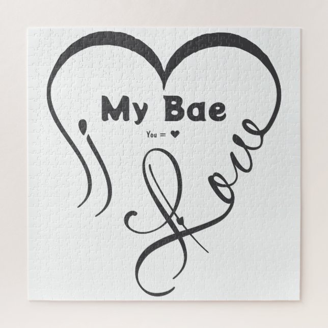 Puzzle Amo a mi Bae • Tú = ♥ (Vertical)