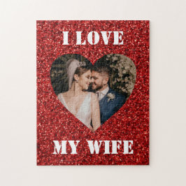 Puzzle Amo a mi esposa Personalizado de corazón foto Purp