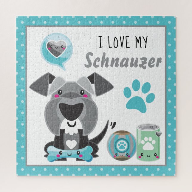 Puzzle Amo a mi mascota Schnauzer  (Vertical)