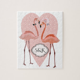 Puzzle Amo del corazón elegante del Flamingo rosa