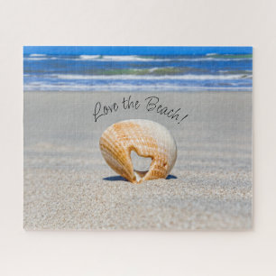 Puzzle ¡Amo la playa! Shell de amor en la playa