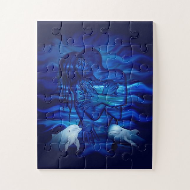 Puzzle Amor, acto de pasión - pareja con delfín (Vertical)