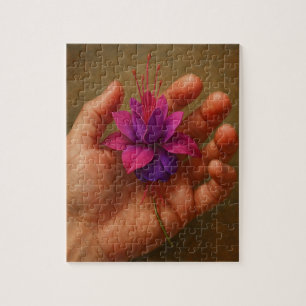 Puzzle Amor agudo: Flor morada en la mano - 110 piezas Pu