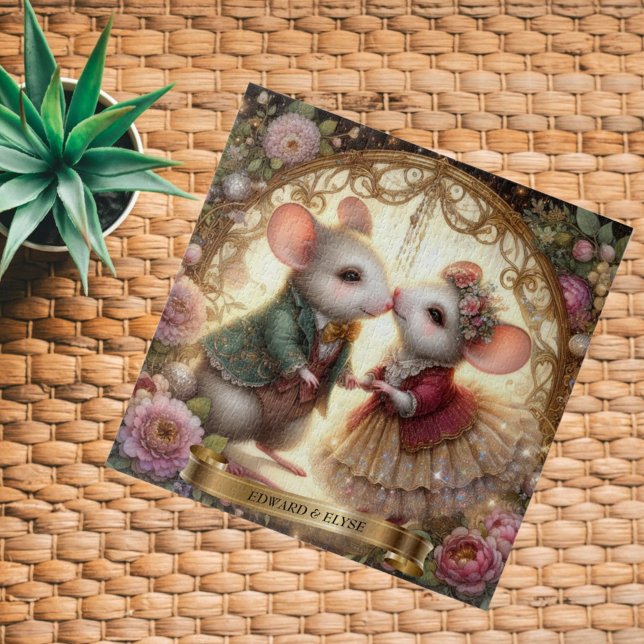 Puzzle Amor caprichoso Boda de pareja de ratón personaliz (Subido por el creador)