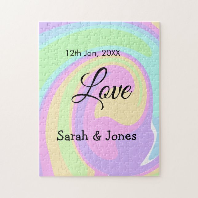 Puzzle Amor compromiso boda pareja colorido bohpattern (Vertical)