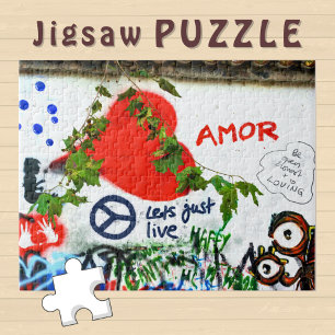 Puzzle Amor Corazón y Paz en una pared de grafitis - 