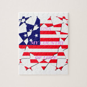 Puzzle Amor de USA Estrellas y Banderas Mi País de Amor