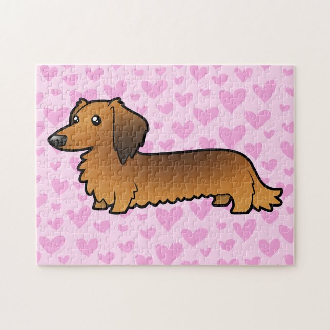 Puzzle Amor del Dachshund (de pelo largo) (Horizontal)