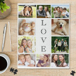 Puzzle Amor familiar multiCollage de fotos moderno<br><div class="desc">Un rompecabezas de batido de fotos perfecto para las noches de juegos familiares. Puedes personalizar con diez fotos familiares. "AMOR" está escrito verticalmente en el medio.</div>