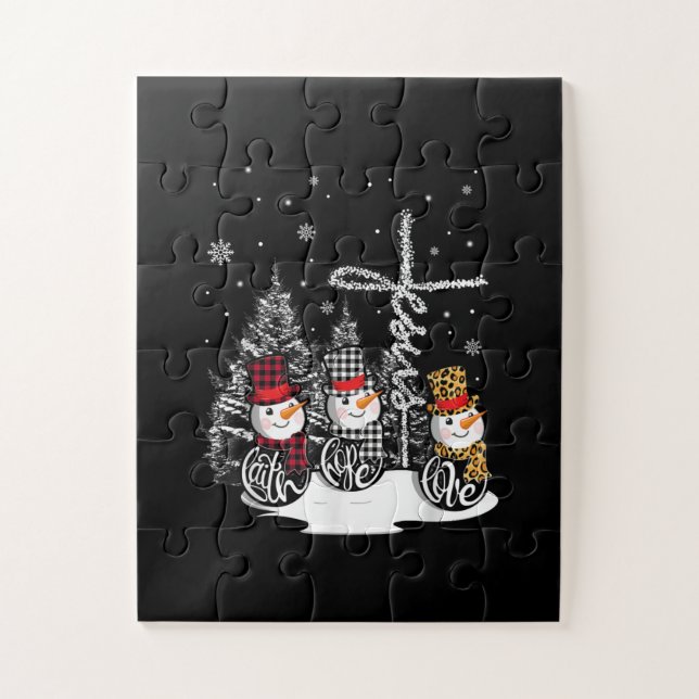 Puzzle Amor por Dios | Jesús Faith Hope Love Snowman (Vertical)