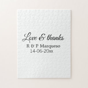 Puzzle Amor y gracias añadir nombre de pareja boda añadir