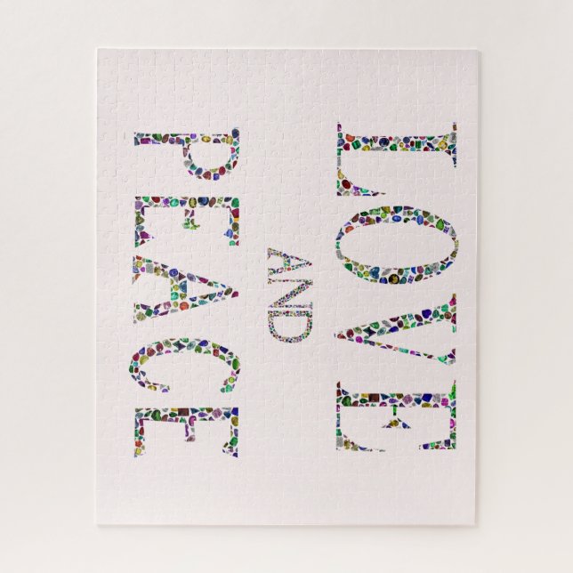 Puzzle Amor y paz - Diseño de Letras Gemstone (Vertical)
