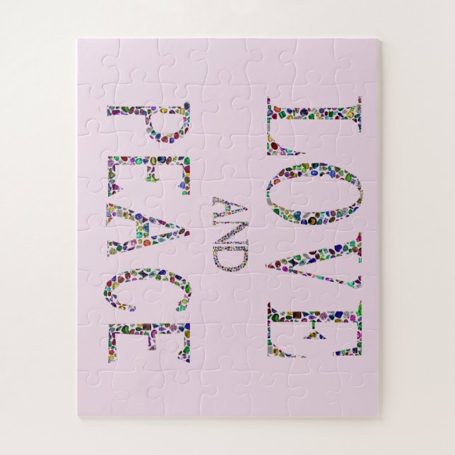 Puzzle Amor y paz - Diseño de Letras Gemstone (Vertical)