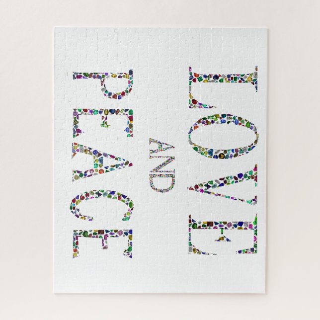 Puzzle Amor y paz hechos con piedras angulares (Vertical)