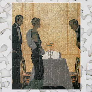 Puzzle Amor y romance vintage, cena de pareja elegante