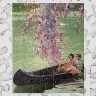 Puzzle Amor y Romance Vintage, Romántico Paseo en Canoa