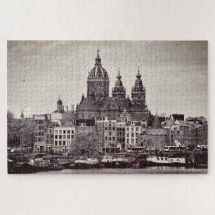 Puzzle Amsterdam & Cathedral, City Boats/vintage Holanda