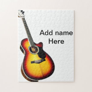 Puzzle Añadir el nombre texto guitarra acústica marrón ed