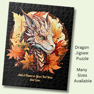 Puzzle Añadir nombre o texto, dragón con hojas otoñales