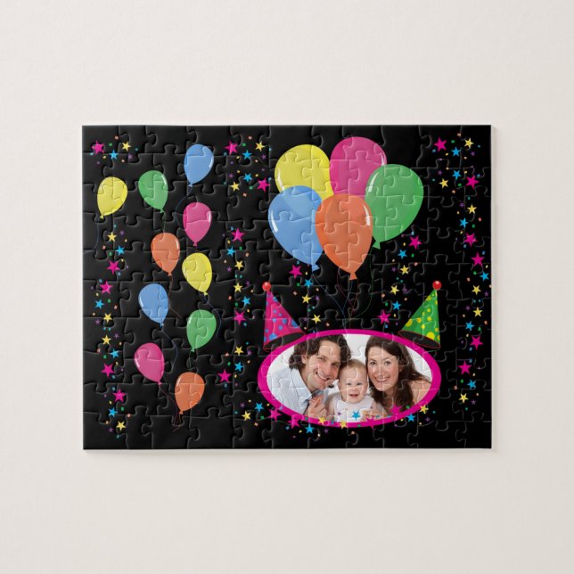 Puzzle Añadir su propia foto a Gorras Fiestas y globos (Horizontal)