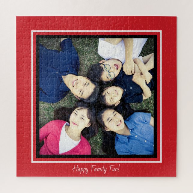 Puzzle Añadir tu foto favorita Personalizado de borde roj (Vertical)