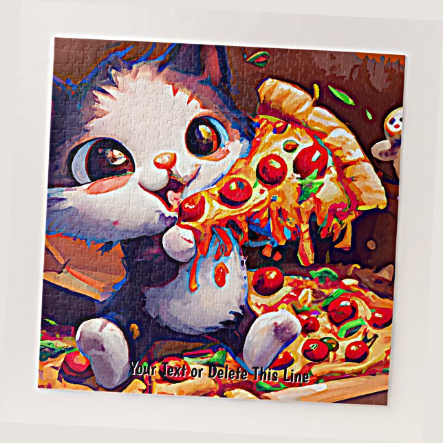 Puzzle Añadir un texto de nombre, curiosa pizza de gatos (Subido por el creador)