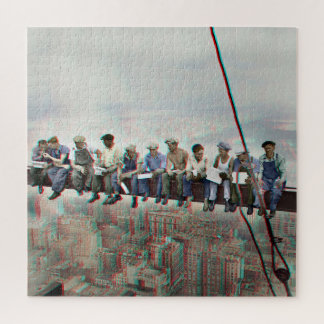 Puzzle Anaglyph 3D Photo- Lunch atop Skyscraper New York
