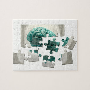 Puzzle Análisis cerebral, arte conceptual de computadora.