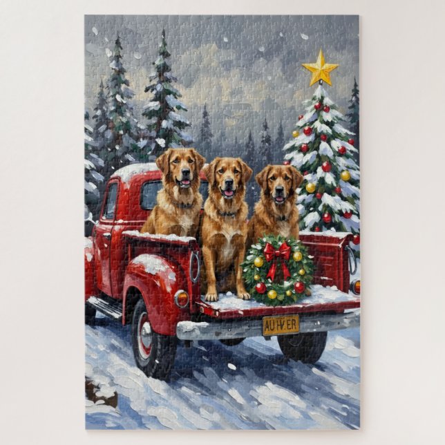 Puzzle Anatolian Shepherd Dog Christmas Red Truck Holiday (Vertical)