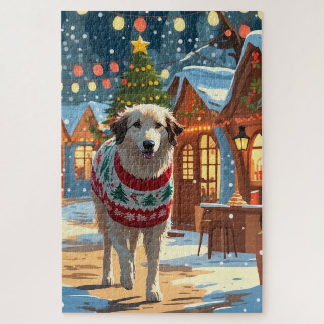 Puzzle Anatolian Shepherd Dog Christmas Snow Holiday (Vertical)