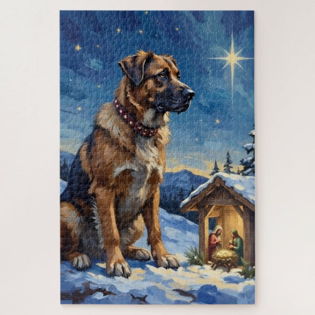 Puzzle Anatolian Shepherd Dog Guarding Nativity Scene (Vertical)