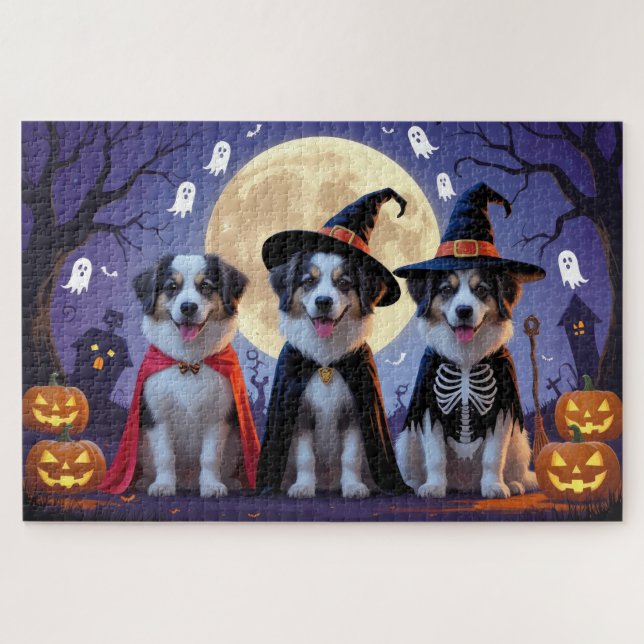 Puzzle Anatolian Shepherd Dogs Pumpkin Halloween Funny (Horizontal)