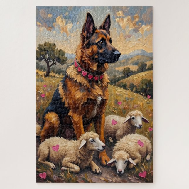 Puzzle Anatolian Shepherd Valentine's Day Heart Flock (Vertical)