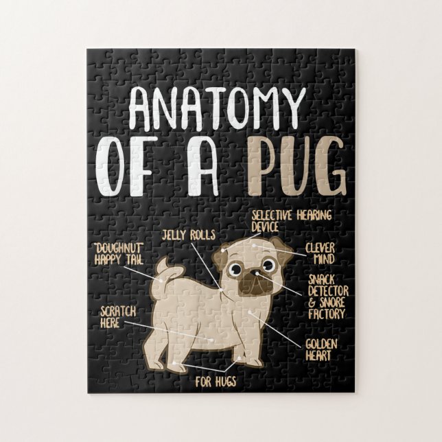 Puzzle Anatomía De Un Mascota De Perro De La Raza De Pug  (Vertical)
