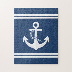Puzzle Ancla Náutica Vela Navegación Blanco Azul Marina