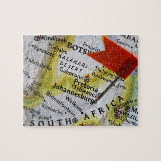 Puzzle Anclaje de mapa colocado en Johannesburgo, Sudáfri (Horizontal)