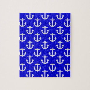 Puzzle Anclas Blancas En Fondo Azul