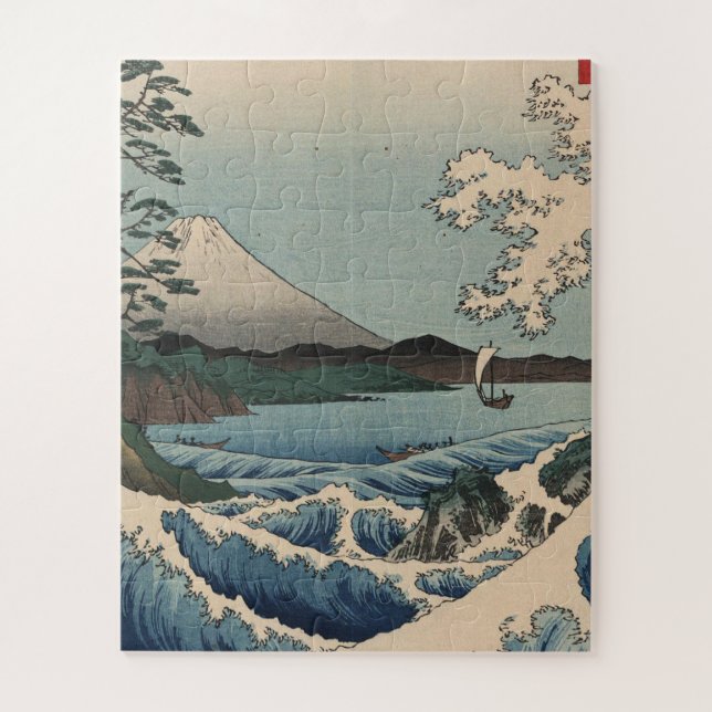 Puzzle Ando Hiroshige - Mar en Satta, provincia de Suruga (Vertical)