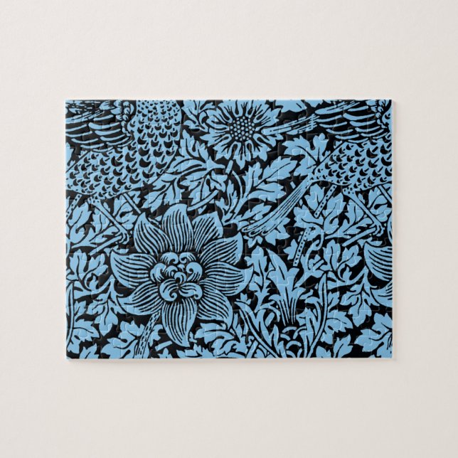 Puzzle Anenoma de aves del patrón floral William Morris (Horizontal)