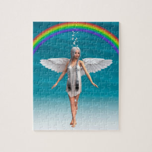 Puzzle Ángel blanco bajo el arcoíris