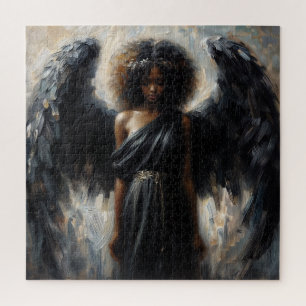Puzzle Ángel Chica negro con alas oscuras