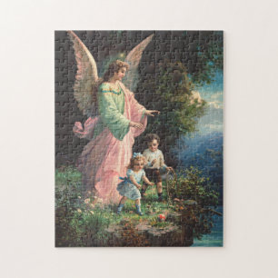 Puzzle Ángel de la guarda protegiendo a los niños cerca d