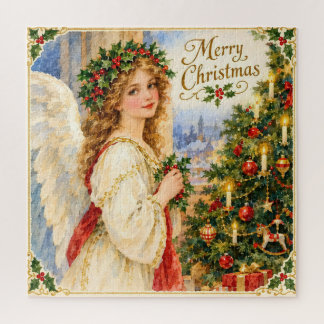 Puzzle Ángel de Navidad vintage y árbol de Navidad
