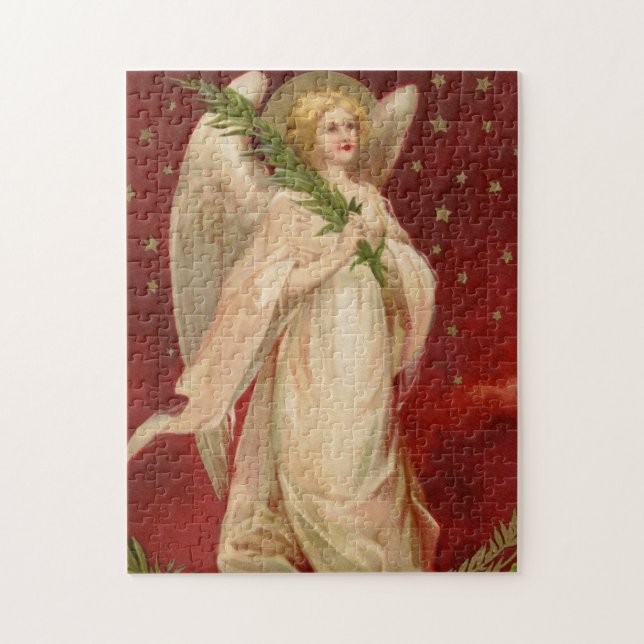 Puzzle Angel de Navidades Victorianos de Oro Rojo (Vertical)